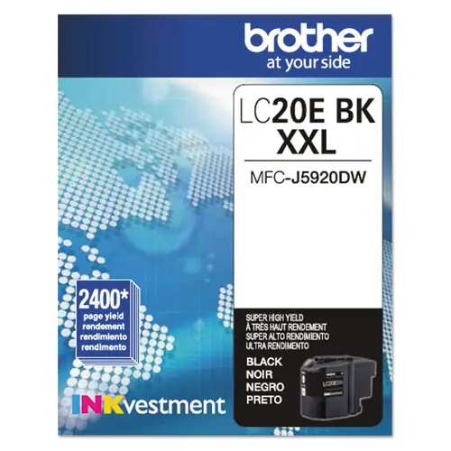 Brother LC20EBK INKvestment Super High-Yield Ink Cartridge, Black, 2,400 Page Yield