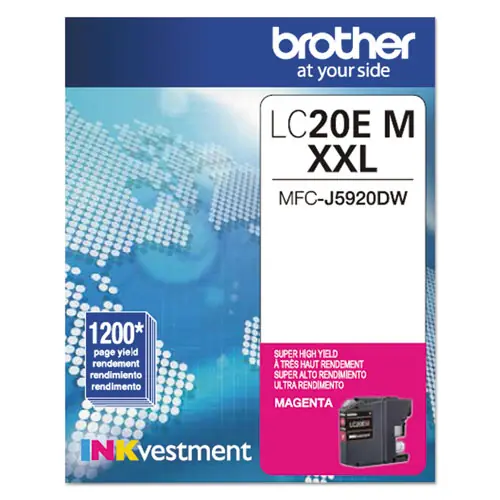 Brother LC20EM INKvestment Super High-Yield Ink Cartridge, Magenta, 1,200 Page-Yield