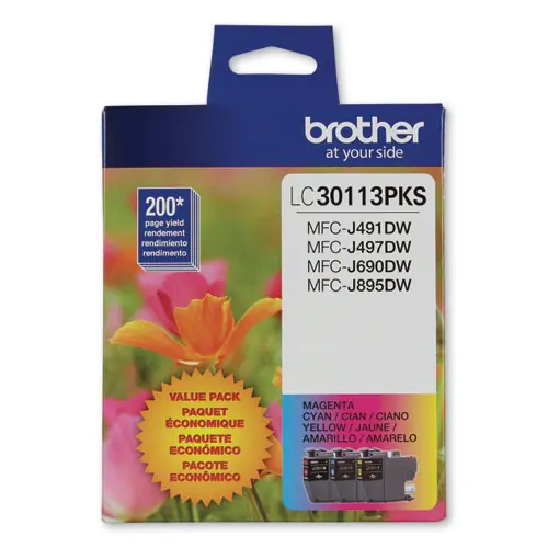 Brother LC3011 Ink Cartridges, 3-Pack, Cyan/Magenta/Yellow, 200-Page Yield Each