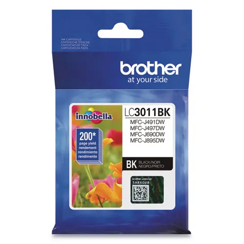 Brother LC3011BK Ink Cartridge, Black, 200 Page-Yield
