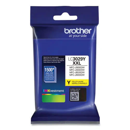 Brother LC3029Y INKvestment Super High-Yield Ink Cartridge, Yellow, 1,500 Page Yield