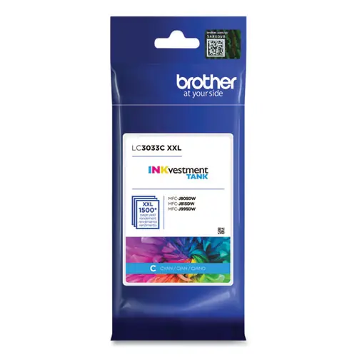 Brother LC3033C INKvestment Super High-Yield Ink Cartridge, Cyan, 1,500 Page Yield
