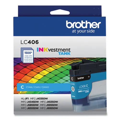 Brother LC406CS INKvestment Ink Cartridge, Cyan, 1,500 Page Yield