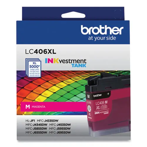 Brother LC406XLMS INKvestment High-Yield Ink Cartridge, Magenta, 5,000 Page Yield