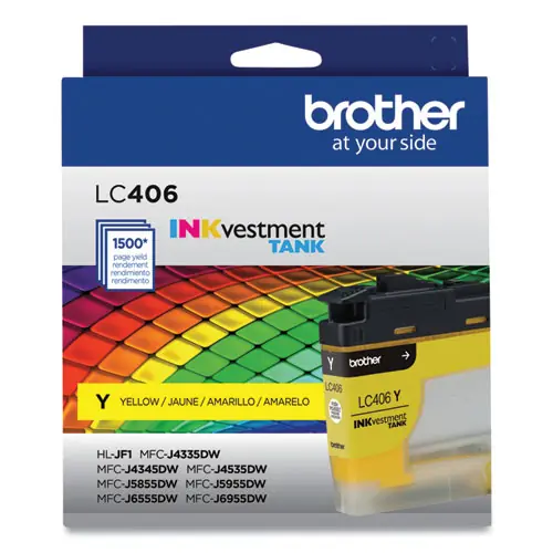 Brother LC406YS INKvestment Ink, Yellow, 1,500 Page Yield