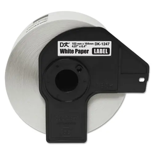 Brother P-Touch® DK1247 Label Tape, 4.07" x 6.4", Black on White, 180 Labels/Roll