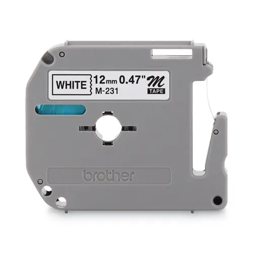Brother P-Touch® M Series Tape Cartridge for P-Touch Labelers, 0.47" x 26.2 ft, Black on White