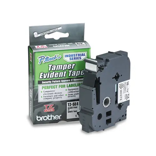 Brother P-Touch® TZ Security Tape Cartridge for P-Touch Labelers, 0.7" x 26.2 ft, Black on White