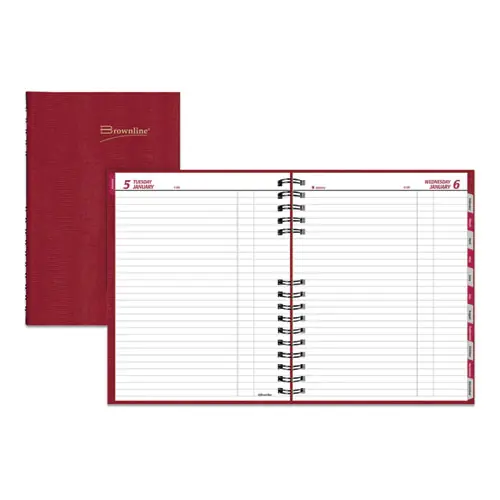 Brownline® CoilPro Daily Planner, Red Cover, 2025, 12-Month, 10 x 7.88