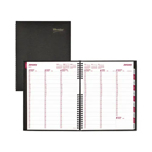 Brownline® CoilPro Weekly Appointment Book, 12-Month, 2025, Black Lizard-Look Cover