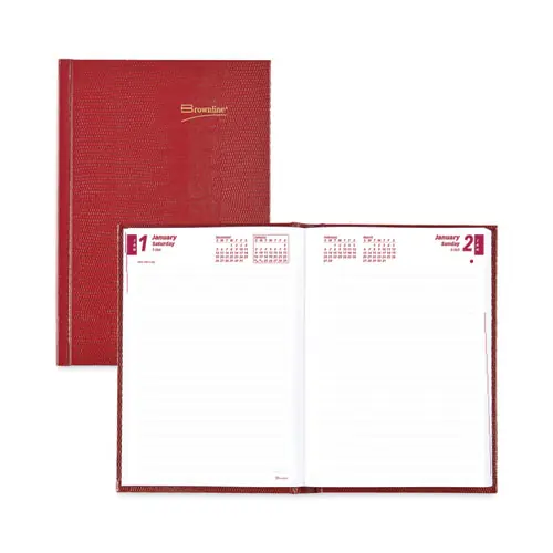 Brownline® Daily/Monthly Planner, 8.25 x 5.75, Red Cover, 12-Month (Jan to Dec): 2025