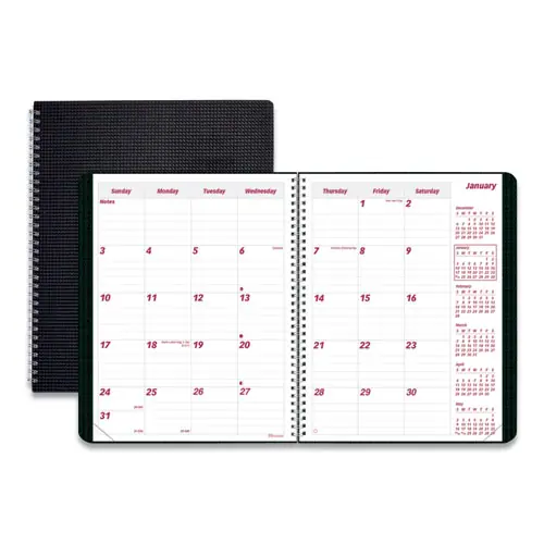 Brownline® DuraFlex 14-Month Planner, Black Cover, 14-Month: Dec 2024 to Jan 2026