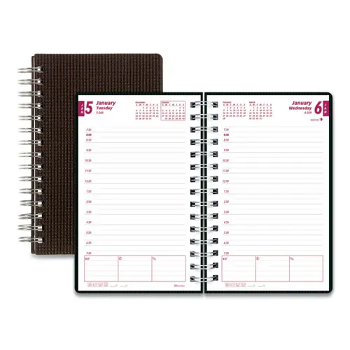 Brownline® DuraFlex Daily Planner, 8 x 5, Black Cover, 12-Month (Jan to Dec): 2025