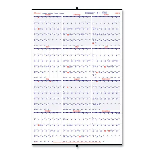 Brownline® Yearly Wall Calendar, 24 x 36, White/Blue Sheets, 12-Month (Jan to Dec): 2025
