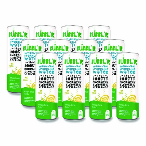 Bubbl'r Antioxidant Sparkling Water, Lemon Lime Twist'r, 12 oz Can, 12 Cans/Carton