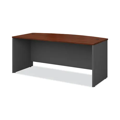 Bush® Series C Collection Bow Front Desk, Hansen Cherry/Graphite Gray, 71.13"W x 36.13"D x 29.88"H