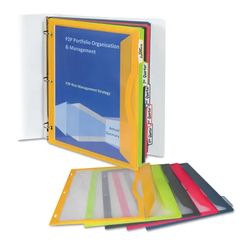 C-Line® Binder Pocket With Write-On Index Tabs, Assorted, 5/Set