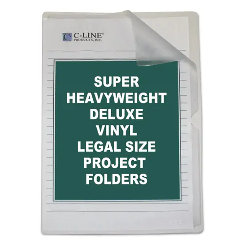 C-Line® Deluxe Vinyl Project Folders, Legal Size, Clear, 50/Box