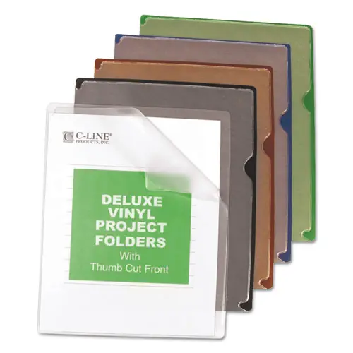C-Line® Deluxe Vinyl Project Folders, Letter Size, Assorted Colors, 35/Box