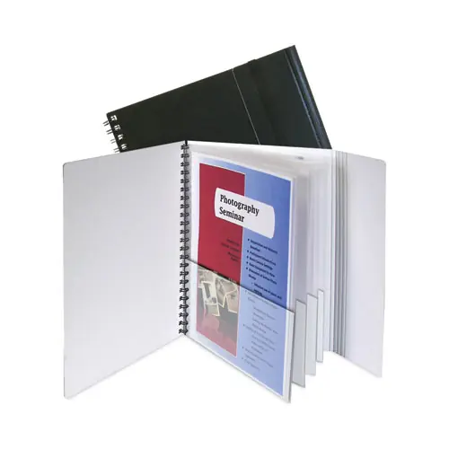 C-Line® Eight-Pocket Portfolio with Security Flap, Polypropylene, 8.5 x 11, Black/White