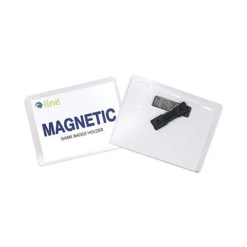 C-Line® Magnetic Name Badge Holder Kit, Horizontal, 4" x 3", Clear, 20/Box