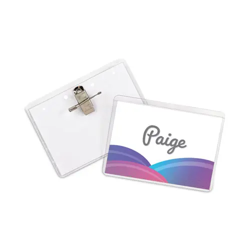 C-Line® Name Badge Kits, Top Load, 3 1/2 x 2 1/4, Clear, Combo Clip/Pin, 50/Box