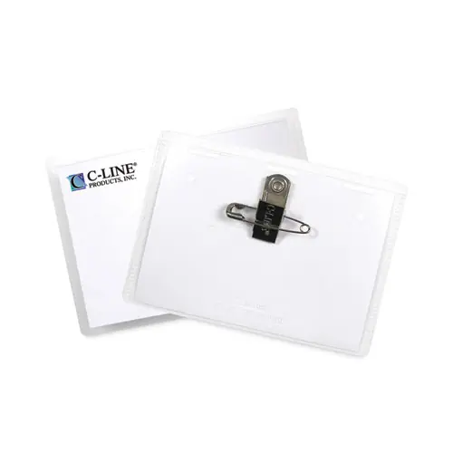 C-Line® Name Badge Kits, Top Load, 4 x 3, Clear, Combo Clip/Pin, 50/Box