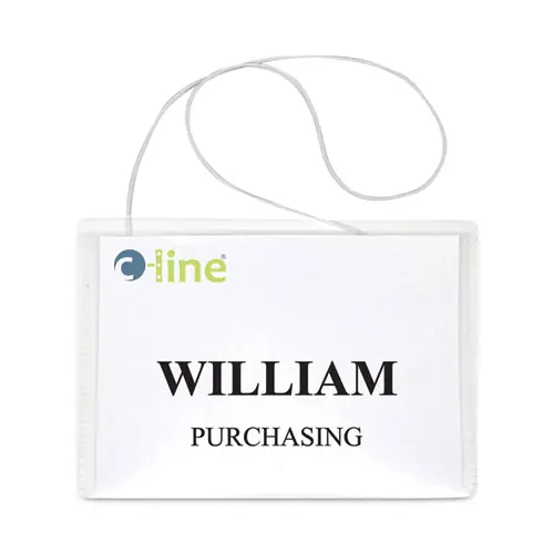 C-Line® Name Badge Kits, Top Load, Clear, Elastic Cord, 50/Box
