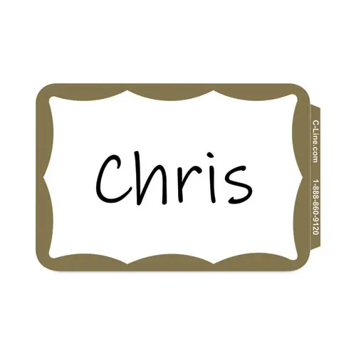 C-Line® Self-Adhesive Name Badges, Gold, 3.5" x 2.25", 100/Box
