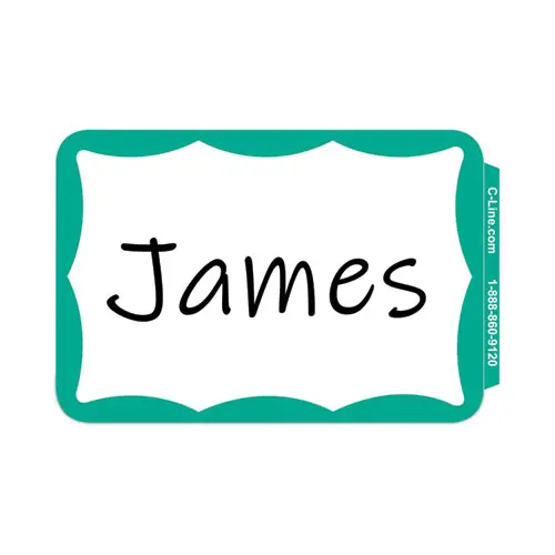 C-Line® Self-Adhesive Name Badges, Green, 100/Box