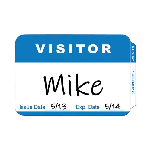 C-Line® Self-Adhesive Name Badges, Hello My Name Is, Blue, 3.5 x 2.25, 100/BX