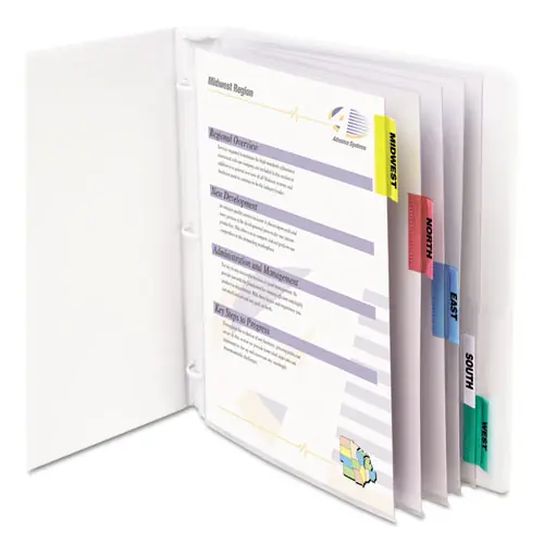 C-Line® Sheet Protectors with Index Tabs, Assorted Color Tabs, 5/Set