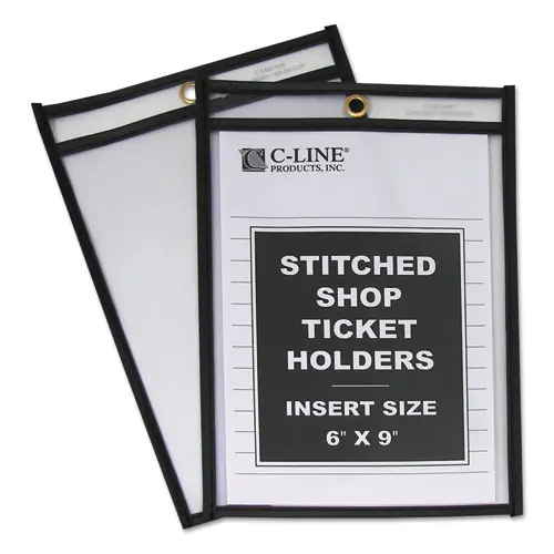 C-Line® Shop Ticket Holders, Stitched, Both Sides Clear, 6 x 9, 25/Box
