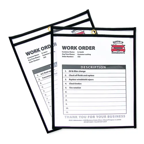 C-Line® Shop Ticket Holders, Stitched, Both Sides Clear, 50 Sheets, 8.5 x 11, 25/Box