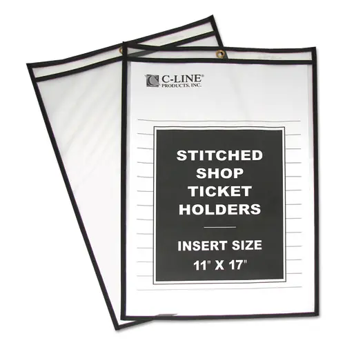 C-Line® Shop Ticket Holders, Stitched, Both Sides Clear, 11 x 17, 25/Box