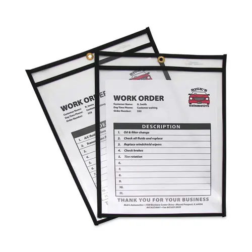 C-Line® Shop Ticket Holders, Stitched, Both Sides Clear, 25/Box