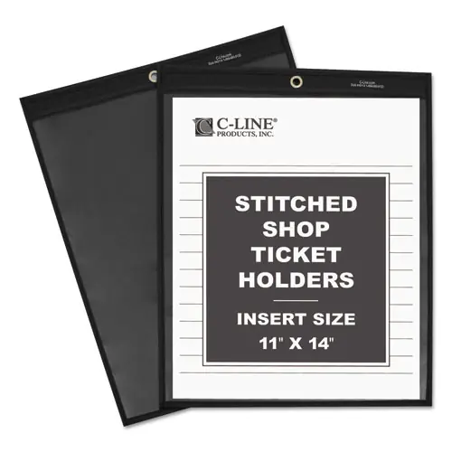 C-Line® Shop Ticket Holders, Stitched, One Side Clear, 75 Sheets, 11 x 14, 25/BX