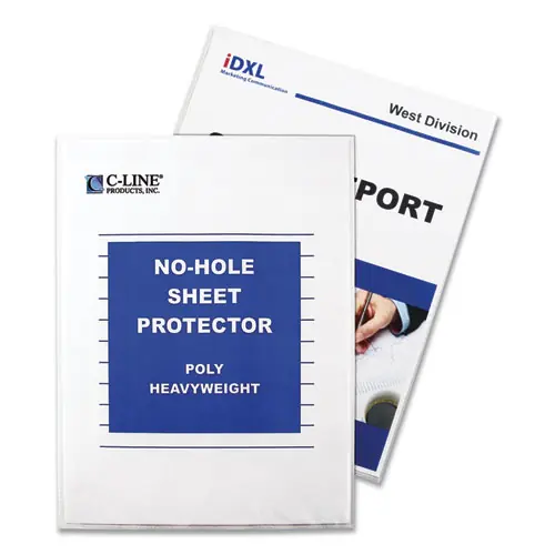 C-Line® Top-Load No-Hole Sheet Protectors, Heavyweight, Clear, 2" Capacity, 25/Box