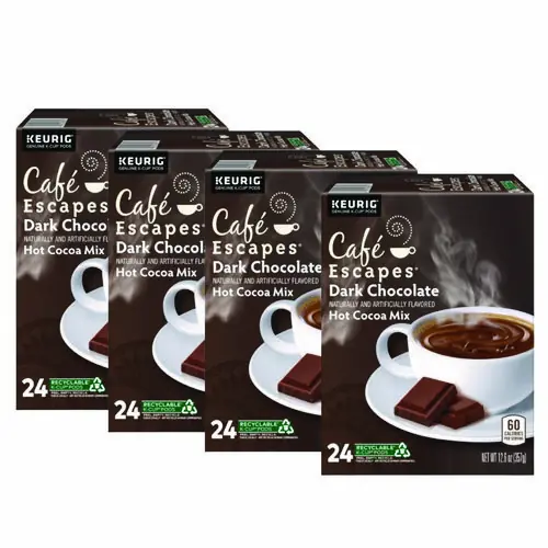 Café Escapes® Dark Chocolate Hot Cocoa K-Cups, 24/Box, 4 Box/Carton