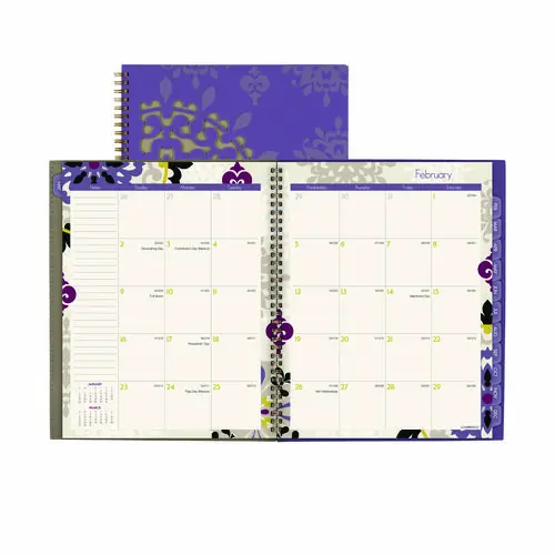 Cambridge® Vienna Weekly/Monthly Appointment Book, Geometric Artwork, Purple/Tan Cover, 2025, 11" x 8.5"