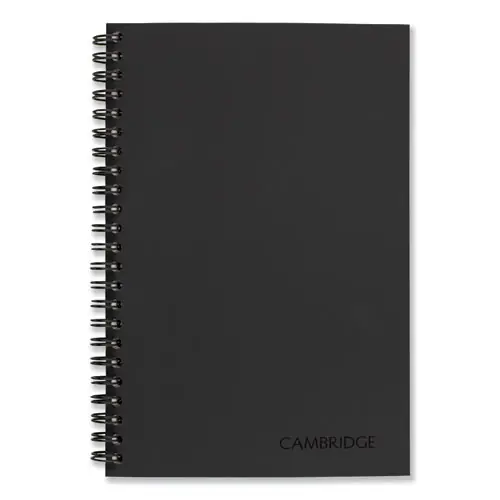 Cambridge® Wirebound Business Notebook, 1-Subject, Wide/Legal Rule, Black Linen Cover, 8" x 5", 80 Sheets