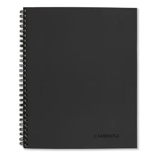 Cambridge® Wirebound Business Notebook, 1-Subject, Wide/Legal Rule, Black Linen Cover, 80 Sheets, 9.5 x 6.63