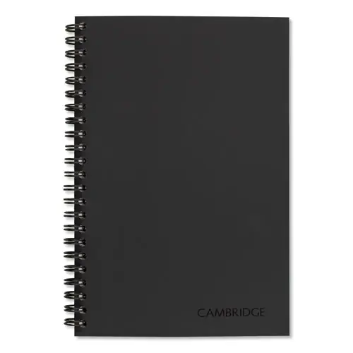 Cambridge® Wirebound Guided Business Notebook, QuickNotes List-Management Format, Dark Gray Linen Cover, 8" x 5", 80 Sheets