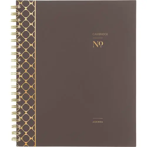 Cambridge® Workstyle Monthly Poly Planner, Geometric Artwork, 11 x 8.5, Java Brown/Gold, 12-Month (Jan-Dec) 2025