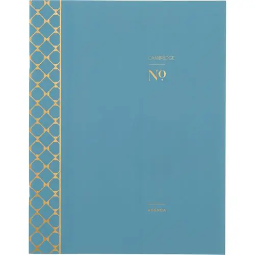 Cambridge® Workstyle Monthly Stitched Planner, Geometric Artwork, Seaside Blue/Gold Cover, 11 x 8.5, 12-Month (Jan to Dec), 2025