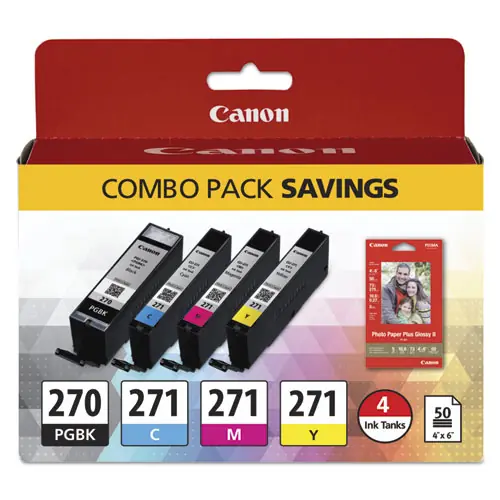Canon® 0373C005 (PGI-270/CLI-271) Ink/Paper Combo, Black/Tri-Color