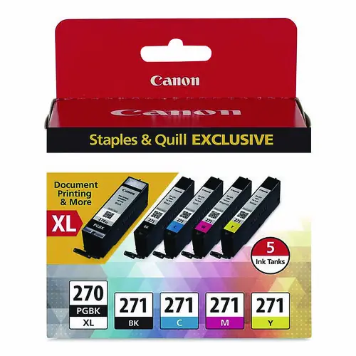 Canon® 1804229 (270, 271) Ink, Black/Cyan/Magenta/Photo Black/Yellow, 5/Pack
