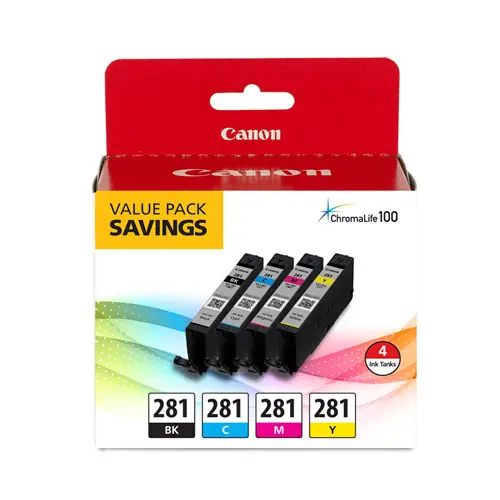 Canon® 2091C005 (CLI-281) Ink, Black/Cyan/Magenta/Yellow