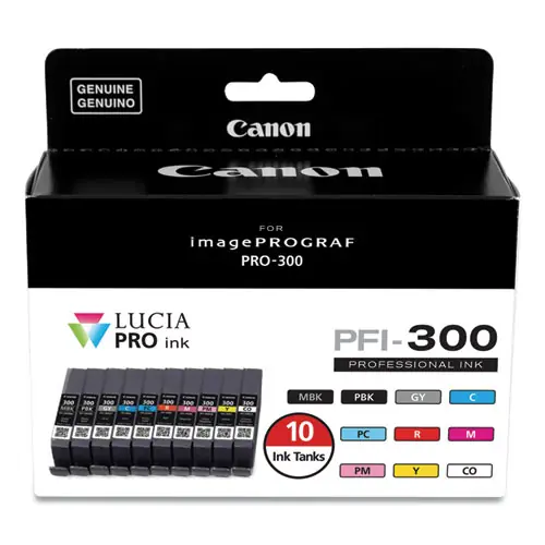 Canon® 4192C007 (PFI-300) Ink, Matte Black/Photo Black/Gray/Cyan/Photo Cyan/Red/Magenta/Photo Magenta/Yellow/CO, 10/Pack