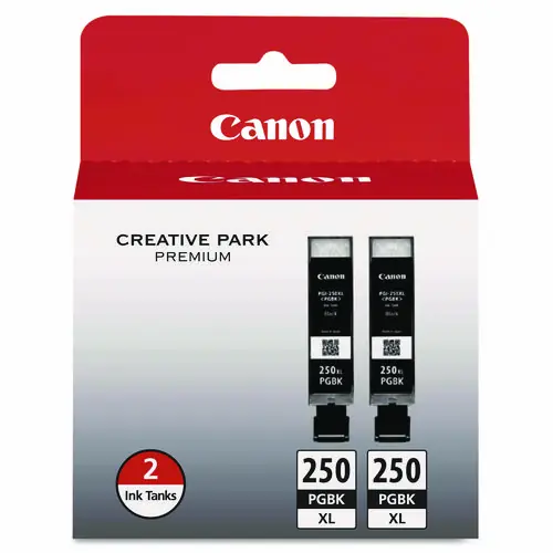 Canon® 6432B004 (PGI-250XL) ChromaLife100+ High-Yield Black Ink Cartridge, 2-Pack, 500 Page Yield